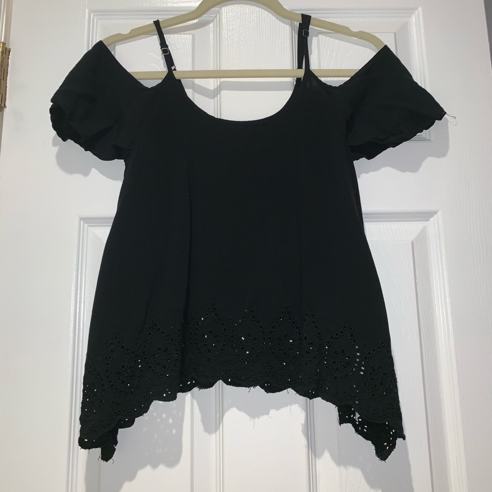 Off the shoulder with decorative hem